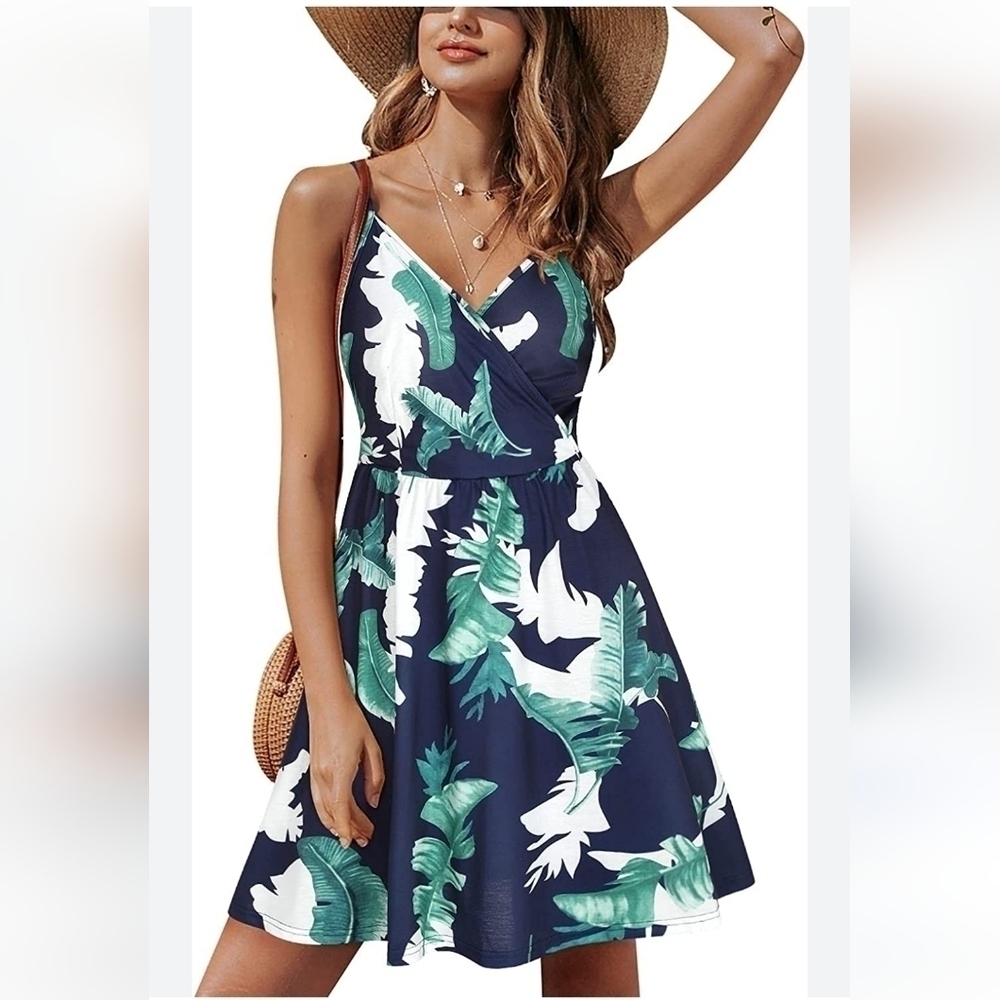 STYLEWORD Women's V-Neck Strap Summer Casual Swing Dress Size M NWT
